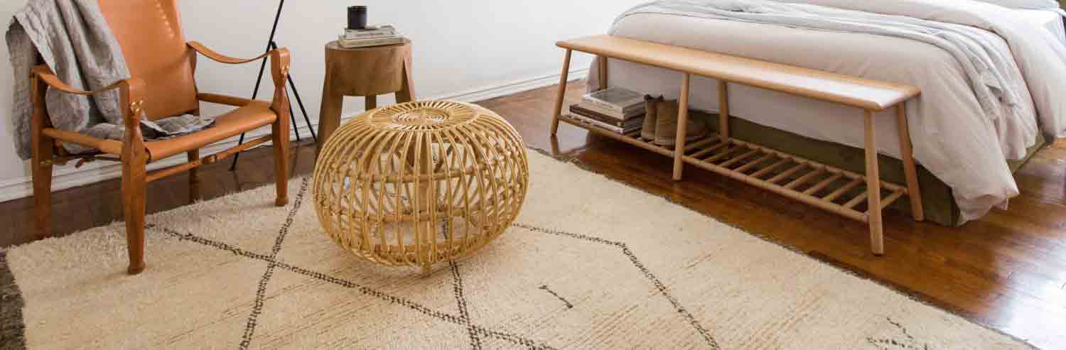 Vintage Moroccan Rug Minimalist Bedroom Design